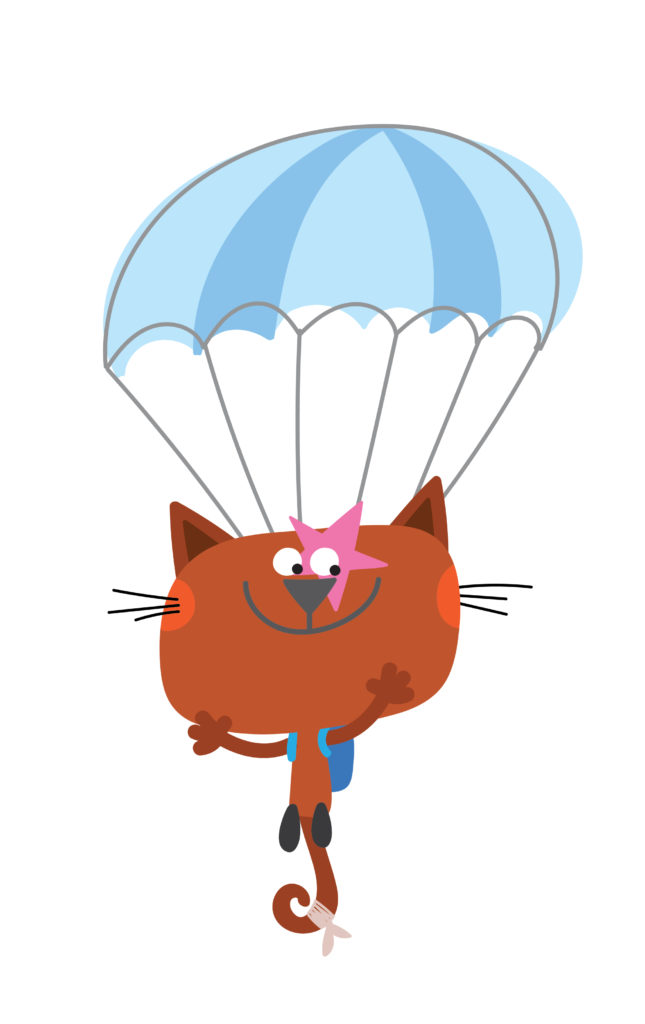 Banjo Robinson as a 'cool cat' in parachute activity.