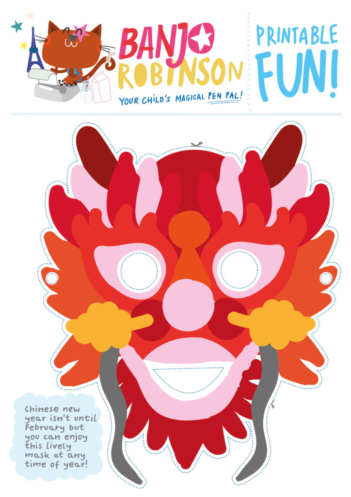 Banjo Robinson Chinese dragon mask printable.